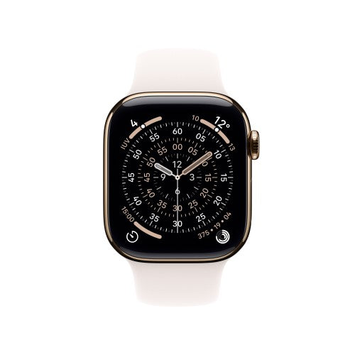 Apple Watch Series 11 GPS + Cellular 46mm Gold Titanium Case with Light Blush Sport Band - S/M