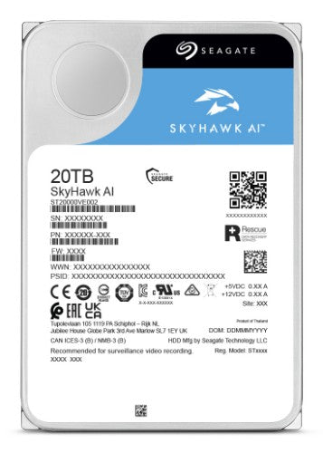 Seagate SkyHawk AI ST20000VE004 internal hard drive 20 TB 7200 RPM 512 MB 3.5" Serial ATA III