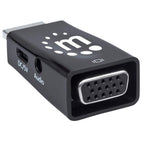 Manhattan HDMI to VGA (with Audio) Converter, 1080p, Male to Female, Micro-USB Power Input Port for additional power if needed, Black, Three Year Warranty