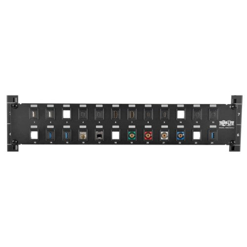 Tripp Lite N062-024-KJ 24-Port 2U Rack-Mount Unshielded Blank Keystone/Multimedia Patch Panel, RJ45 Ethernet, USB, HDMI, Cat5e/6