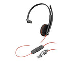 HP Poly Blackwire 3210 Monaural USB-C Headset +USB-C/A Adapter (Bulk)
