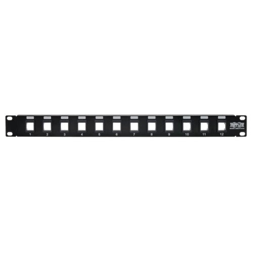 Tripp Lite N062-012-KJ 12-Port 1U Rack-Mount Unshielded Blank Keystone/Multimedia Patch Panel, RJ45 Ethernet, USB, HDMI, Cat5e/6