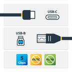 StarTech.com 6.6ft (2m) USB-B to USB-C Cable, USB 5Gbps, Data Cord, USB 3.0, USB-C Data Transfer Cable