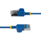StarTech.com 30cm Blue Ultra Slim Cat6A Ethernet Cable, Snagless, FTP, Pure Bare Copper Wire, 34AWG Slim RJ45 Network Patch Cord, Individually Tested