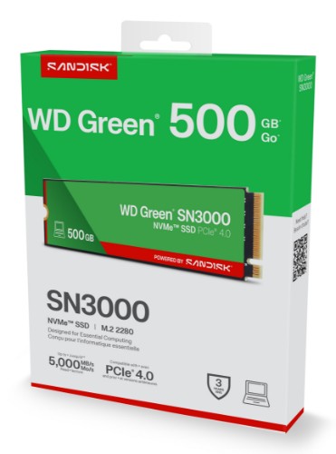 Western Digital Green WD ™ SN3000 NVMe™ SSD POWERED BY SANDISK 500 GB