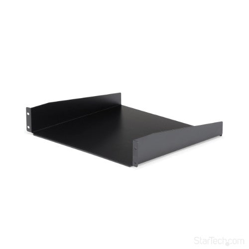 StarTech.com 2U Server Rack Shelf - Universal Rack Mount Cantilever Shelf for 19" Network Equipment Rack & Cabinet - Heavy Duty Steel – Weight Capacity 44lb/20kg - 16" Deep Tray, Black