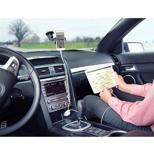 StarTech.com Dual-Port Car Charger - USB with Built-in Lightning Cable - White