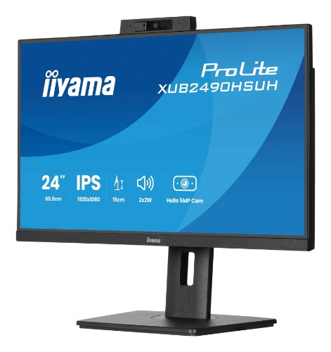 iiyama 24’’ IPS monitor with a built-in Windows Hello camera and microphone