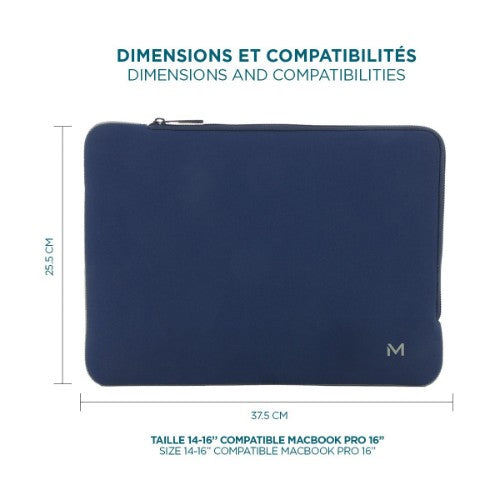 Mobilis 049022 laptop case 40.6 cm (16") Sleeve case Grey, Navy