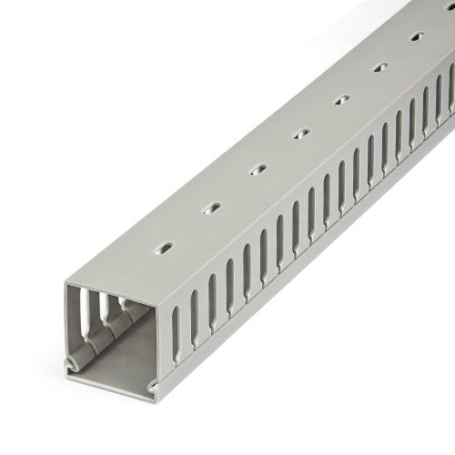 StarTech.com Open Slot Cable Management Raceway with Cover, 2"(50mm)W x 2"(50mm)H - 6.5ft(2m) length - 1/4"(8mm) Slots, PVC Network Cable Hider/Wall Wire Duct, Max 80 Cables, UL Listed - TAA