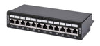 Intellinet Patch Panel, Cat6a, FTP, 12-Port, Desktop, Shielded, 90° Top-Entry Punch Down Blocks, Black