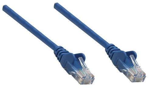 Intellinet Network Patch Cable, Cat5e, 0.25m, Blue, CCA, U/UTP, PVC, RJ45, Gold Plated Contacts, Snagless, Booted, Lifetime Warranty