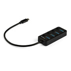 StarTech.com 4 Port Bus Powered USB C Hub with Individual On/Off Switches, USB 3.0 (5Gbps) Expansion Hub, Desktop/Laptop USB-C to USB-A Splitter