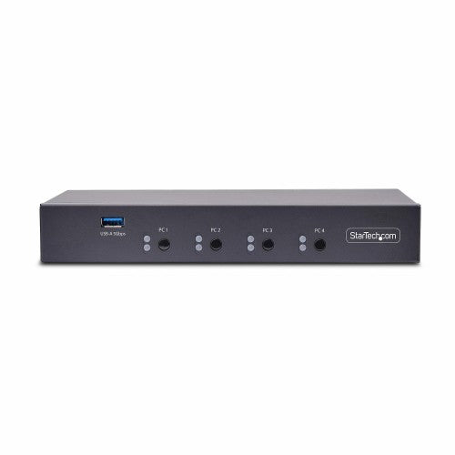 StarTech.com 4-Port KM Switch with Mouse Switching, USB Switch for Keyboard/Mouse, 3.5mm/USB Audio, Peripheral Sharing for 4 Computers, TAA Compliant