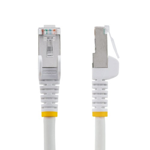 StarTech.com 7.5m CAT6a Ethernet Cable - White - Low Smoke Zero Halogen (LSZH) - 10GbE 500MHz 100W PoE++ Snagless RJ-45 w/Strain Reliefs S/FTP Network Patch Cord