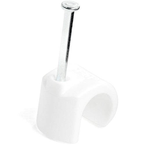 StarTech.com 100 Pack Extra Large Cable Clips with Nail - Reusable - Nail-in Clamps - Wire Holding Clips - Ethernet Cord/AV/Coax Cable Fasteners - Brick/Drywall Mounting Cable Tacks - White - TAA