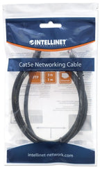 Intellinet Network Patch Cable, Cat5e, 1m, Black, CCA, U/UTP, PVC, RJ45, Gold Plated Contacts, Snagless, Booted, Lifetime Warranty