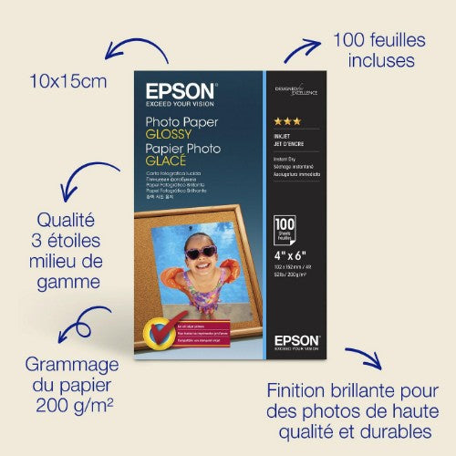 Epson Glossy Photo Paper (100 x 150mm), 200gsm, 100 sheets