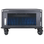 Manhattan Laptop Charging Cabinet Desktop via AC Adapter (UK) x20 Bay, Install device's AC Adapter (power cables) into unit, Suitable for ALL laptops (to 15.6"), iPads, MacBooks, Chromebooks, other USB-C devices, Bays 380x30x280mm, Cart, Lockable