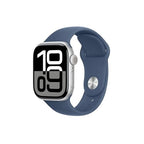 Apple Watch Series 10 GPS + Cellular 46mm Silver Aluminium Case with Denim Sport Band - S/M