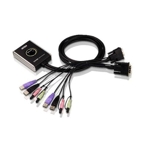ATEN 2-Port USB DVI/Audio Cable KVM Switch with Remote Port Selector