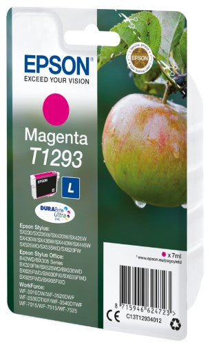 Epson C13T12934012/T1293 Ink cartridge magenta high-capacity, 330 pages ISO/IEC 19752 7ml for Epson Stylus BX 320/SX 235 W/SX 420/SX 525/WF 3500