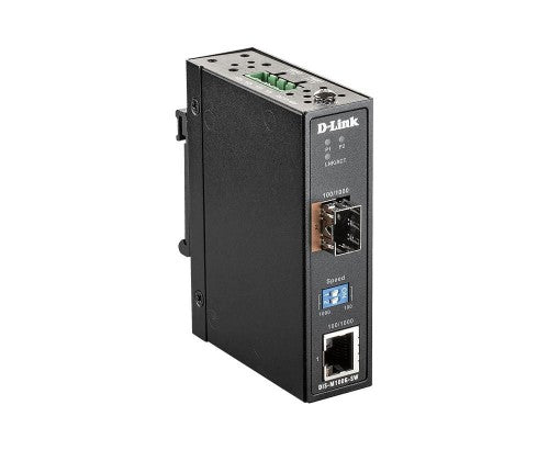 D-Link 100/1000 Mbps to SFP Industrial Media Converter with -40 to 70 °C operating range