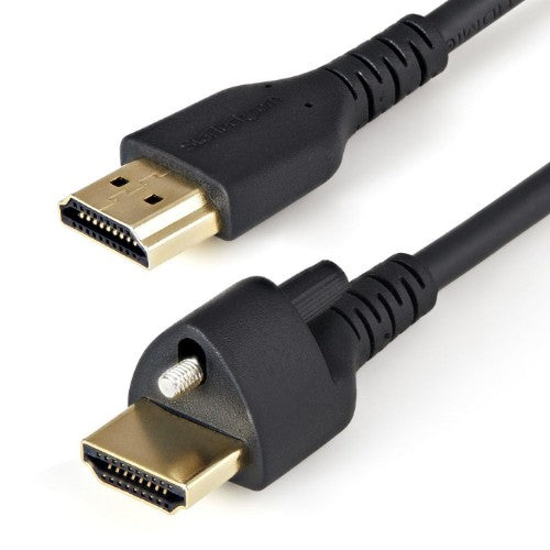 StarTech.com 3ft (1m) Slim HDMI Cable with Locking Screw,4K 60Hz HDR, High Speed HDMI 2.0 Monitor Cable with Locking Screw Connector for Secure Connection, Slim HDMI Cable w/ Ethernet - M/M