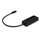 StarTech.com 4 Port Bus Powered USB C Hub with Individual On/Off Switches, USB 3.0 (5Gbps) Expansion Hub, Desktop/Laptop USB-C to USB-A Splitter