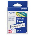 Brother TZE-121 DirectLabel black on Transparent Laminat 9mm x 8m for Brother P-Touch TZ 3.5-18mm/6-12mm/6-18mm/6-24mm/6-36mm
