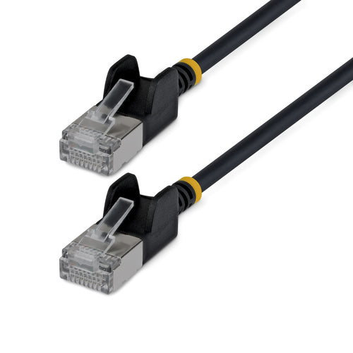 StarTech.com 1m Black Ultra Slim Cat6A Ethernet Cable, Snagless, FTP, Pure Bare Copper Wire, 34AWG Slim RJ45 Network Patch Cord, Individually Tested