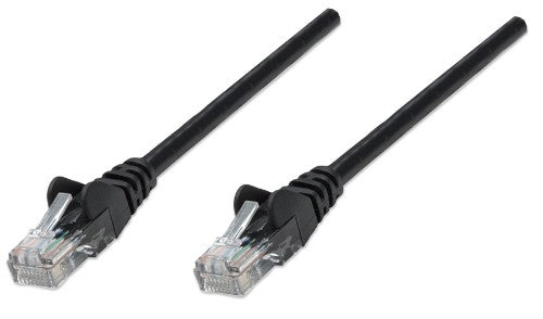 Intellinet Network Patch Cable, Cat5e, 1m, Black, CCA, U/UTP, PVC, RJ45, Gold Plated Contacts, Snagless, Booted, Lifetime Warranty