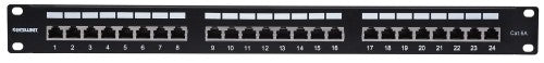Intellinet Patch Panel, Cat6a, FTP, 24-Port, 1U, Shielded, 90° Top-Entry Punch Down Blocks, Black