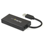 StarTech.com 3-Port Portable USB 3.0 Hub plus Gigabit Ethernet - 5Gbps - Aluminum with Built-in Cable - TAA