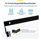 StarTech.com 1U Hinged Wall Mount Patch Panel Bracket - 6 inch Deep - 19" Patch Panel Swing Rack for Shallow Network Equipment- 17lbs