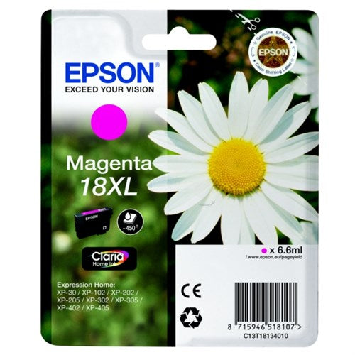 Epson C13T18134012/18XL Ink cartridge magenta high-capacity, 450 pages 6,6ml for Epson XP 30