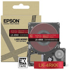 Epson C53S654033/LK-4RKK DirectLabel-etikettes gold on red 12mm x 5m for Epson LabelWorks LW-C 410/4-36mm/6-12mm/6-18mm/6-24mm