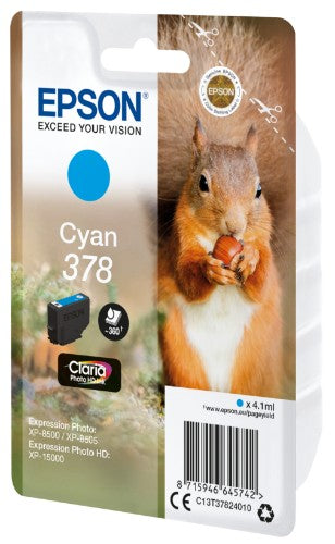 Epson C13T37824010/378 Ink cartridge cyan, 360 pages 4,1ml for Epson XP 15000/8000