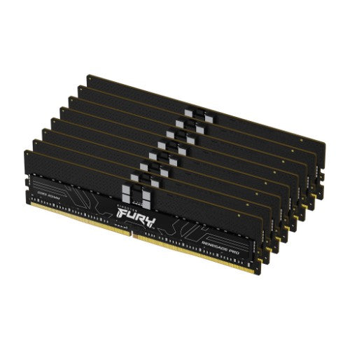 Kingston Technology FURY 128GB 7200MT/s DDR5 ECC Reg CL38 DIMM (Kit of 8) Renegade Pro Black