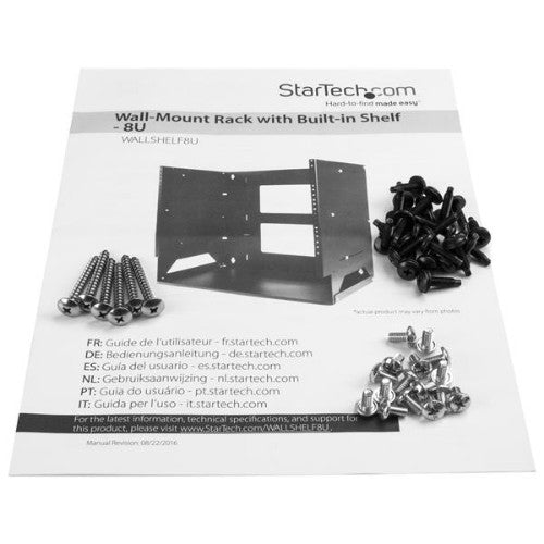 StarTech.com 2-Post 8U Open Frame Wall Mount Network Rack with Built-in Shelf, Wall Mount Data Rack with Adjustable Depth for AV / Computer / IT Equipment, Small Wall-Mount Server Rack - TAA Compliant