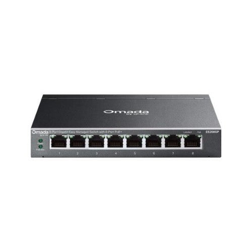 TP-Link Omada ES208GP network switch Managed L2 Gigabit Ethernet (10/100/1000) Power over Ethernet (PoE) DIN rail Black