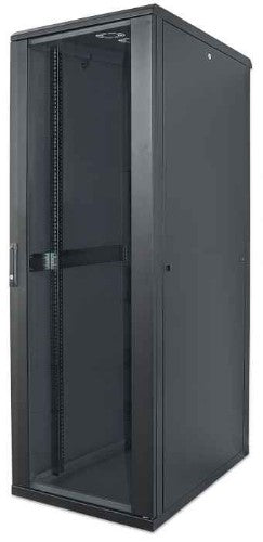 Intellinet 19" Network Cabinet - Free Standing, 26U, 600x800mm (width x depth), Black, Flatpack, Max 1500kg, Multi-Point Door Lock, One Lock Per Side Panel, Usable Depth 123 to 573mm, IP20 rated, Rack, Steel