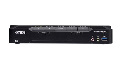ATEN 4-Port USB 3.0 8K DisplayPort Dual-Display KVMP™ Switch (Cables included)