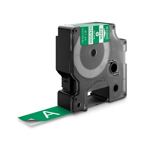 Dymo 1805420 Ribbon Vinyl white on green 19mmx5,5m for Dymo Rhino 6-19mm/24mm