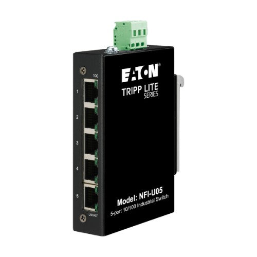 Tripp Lite NFI-U05 5-Port Unmanaged Industrial Ethernet Switch - 10/100 Mbps, Ruggedized, -40° to 75°C, DIN/Wall Mount