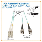 Tripp Lite N818-05M 10Gb Duplex Multimode 50/125 OM3 LSZH Fiber Patch Cable (LC/ST) - Aqua, 5M (16 ft.)