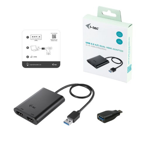 i-tec USB 3.0 / USB-C Dual 4K HDMI Video Adapter
