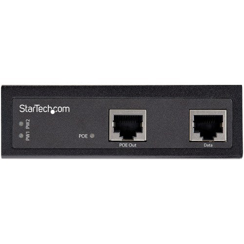 StarTech.com Industrial Gigabit PoE Injector - High Speed/High Power 90W - 802.3bt PoE++ 52V-56VDC DIN Rail UPoE/Ultra Power Over Ethernet Injector Adapter -40C to +75C Rugged