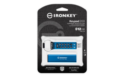 Kingston Technology IronKey 512GB Keypad 200, FIPS 140-3 Lvl 3 AES-256 Encrypted