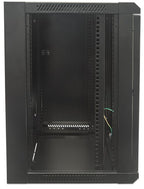 Intellinet 19" Network Cabinet - Wall Mount (Standard), 9U, 600mm Deep, Black, Flatpack, Max 60kg, Suitable also for use on desk or floor, Usable Depth 410mm, Metal & Glass Door, Back Panel, Removeable Sides, Parts for wall install (eg screws/rawl plugs)